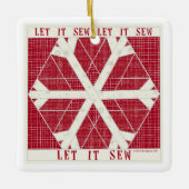 Laat het naaien Quilt Porselein Ornament ROOD (Voorkant)