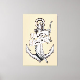 laat het  nautische poster van de zeilboot instell canvas afdruk