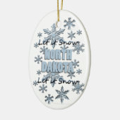Laat het Noord Dakota met kerstsierbloem sneeuwen Keramisch Ornament (Links)