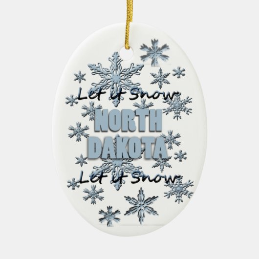 Laat het Noord Dakota met kerstsierbloem sneeuwen Keramisch Ornament (Voorkant)