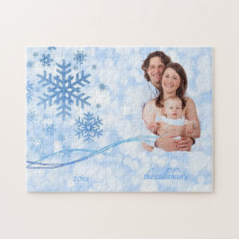 Laat het nu blauwe puzzle sneeuwen legpuzzel