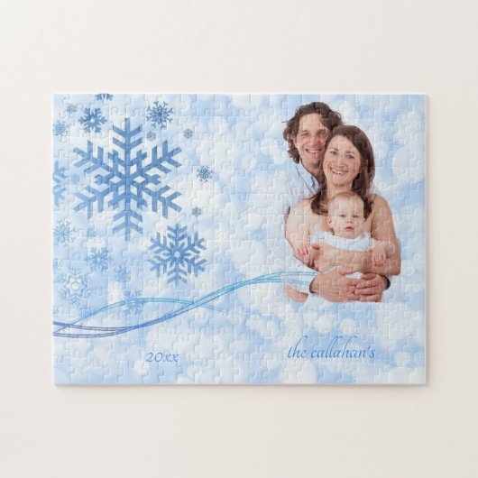 Laat het nu blauwe puzzle sneeuwen legpuzzel (Horizontaal)