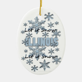 Laat het nu Illinois Kerstversiering Sneeuwen Keramisch Ornament