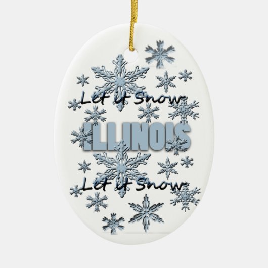 Laat het nu Illinois Kerstversiering Sneeuwen Keramisch Ornament (Voorkant)