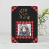 Laat het nu rode Buffalo's Sneeuwen Fotovakantieka Feestdagenkaart (Staand voorkant)