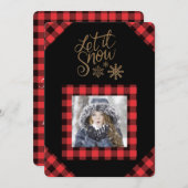 Laat het nu rode Buffalo's Sneeuwen Fotovakantieka Feestdagenkaart (Voorkant / Achterkant)