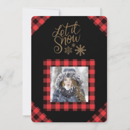 Laat het nu rode Buffalo's Sneeuwen Fotovakantieka Feestdagenkaart