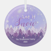 Laat het Paarse sneeuwbos vrolijk kerstfeest Glas Ornament (Voorkant)
