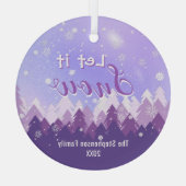 Laat het Paarse sneeuwbos vrolijk kerstfeest Glas Ornament (Achterkant)