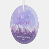 Laat het Paarse sneeuwbos vrolijk kerstfeest Glas Ornament (Voorkant links)