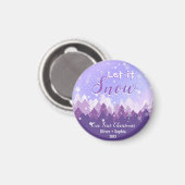 Laat het Paarse sneeuwbos vrolijk kerstfeest Magneet (Voorkant / Achterkant)