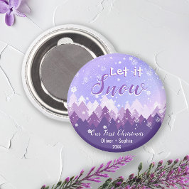 Laat het Paarse sneeuwbos vrolijk kerstfeest Magneet