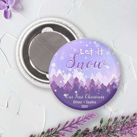 Laat het Paarse sneeuwbos vrolijk kerstfeest Magneet