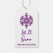 Laat het Paarse sneeuwvlok sneeuwen Cadeaulabel (Voorkant)