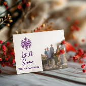 Laat het Paarse sneeuwvlok sneeuwen Feestdagenkaart