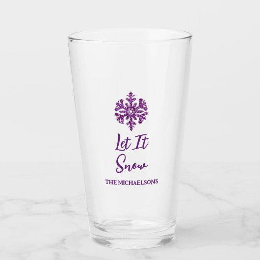 Laat het Paarse sneeuwvlok sneeuwen Glas (Voorkant)