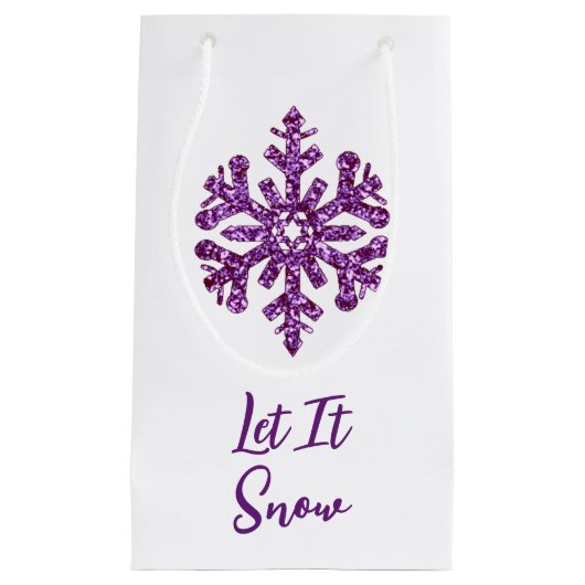 Laat het Paarse sneeuwvlok sneeuwen Klein Cadeauzakje (Voorkant)