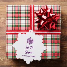 Laat het Paarse sneeuwvlok sneeuwen Ornament Kaart