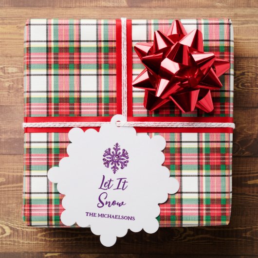 Laat het Paarse sneeuwvlok sneeuwen Ornament Kaart (Insitu (Geschenk))