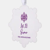 Laat het Paarse sneeuwvlok sneeuwen Ornament Kaart (Links)