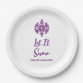 Laat het Paarse sneeuwvlok sneeuwen Papieren Bordje (Voorkant)