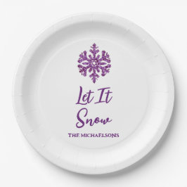 Laat het Paarse sneeuwvlok sneeuwen Papieren Bordje