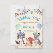 Laat het paw-ty van de puppies-puppypartij zijn bedankkaart (Voorkant)
