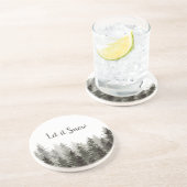 Laat het pijnbomen sneeuwen zandsteen onderzetter (Zijkant)