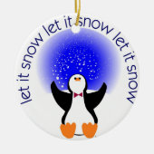 Laat het pinguïn-sierlijk sneeuwen keramisch ornament (Voorkant)