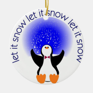 Laat het pinguïn-sierlijk sneeuwen keramisch ornament