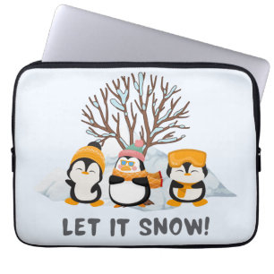Laat het pinguïns sneeuwen laptop sleeve