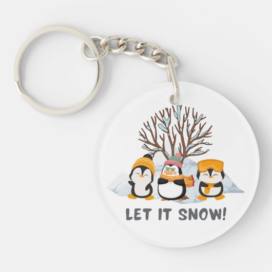 Laat het pinguïns sneeuwen sleutelhanger (Voorkant)