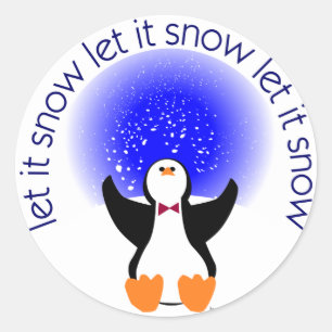 Laat het pinguïnsticker sneeuwen ronde sticker