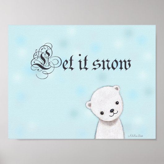 Laat het Poster de wintermuur van het Beer Cute Po (Voorkant)