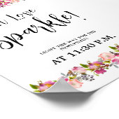 Laat het Poster van het Sparkle Pink Floral-teken  (Hoek)