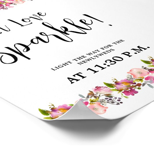 Laat het Poster van het Sparkle Pink Floral-teken  (Hoek)