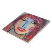 Laat het regenen Abstract portret van een rood hoo Tegeltje (Zijkant)