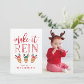 Laat het regenen | Kerst fotokaart Feestdagenkaart (Staand voorkant)