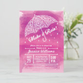 Laat het regenen waterverf uitnodiging roze douche (Staand voorkant)
