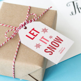 Laat het rode kerst sneeuwen cadeaulabel