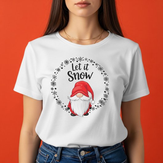 Laat het Schattigee kerstgnoom met sneeuwvlokken s T-shirt