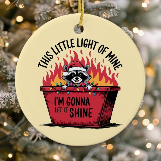 Laat het schijnen Wasbeer Dumpster Fire Keramisch Ornament
