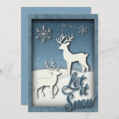 Laat het Sneeuw 3d Kerst Kaart - Rendier (Voorkant / Achterkant)