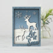 Laat het Sneeuw 3d Kerst Kaart - Rendier (Staand voorkant)
