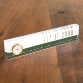 LAAT HET SNEEUW Chic White Forest Green Moderne Kl Naambordje (Zijkant)