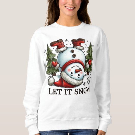 Laat het Sneeuw Grappig Sneeuwman Winter Kerstmis Trui (Voorkant)