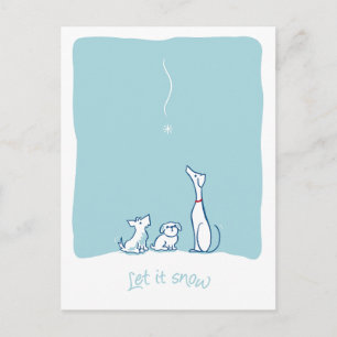 Laat het Sneeuw Honden - Vorst Blauwe Ansichtkaart Briefkaart