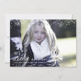 Laat het Sneeuw Kerst Custom Photo Card Feestdagenkaart