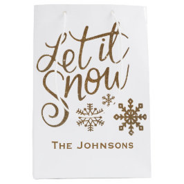 Laat het Sneeuw Kerstvakantie Gift Bag Medium Cadeauzakje