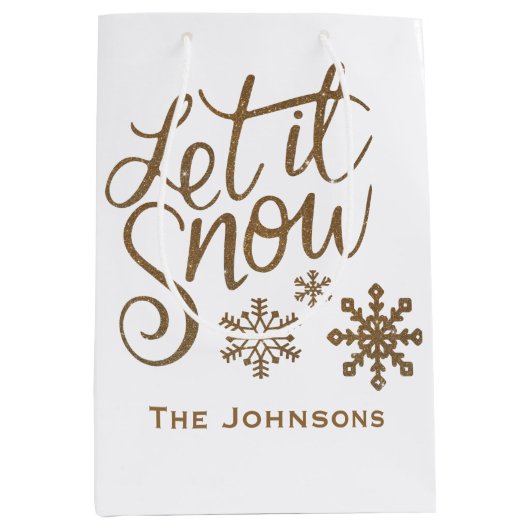 Laat het Sneeuw Kerstvakantie Gift Bag Medium Cadeauzakje (Voorkant)